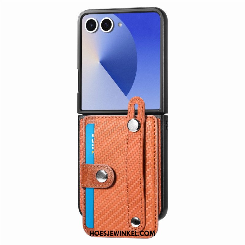 Hoesje Samsung Galaxy Z Flip 7 Kaarthouder Van Koolstofvezel