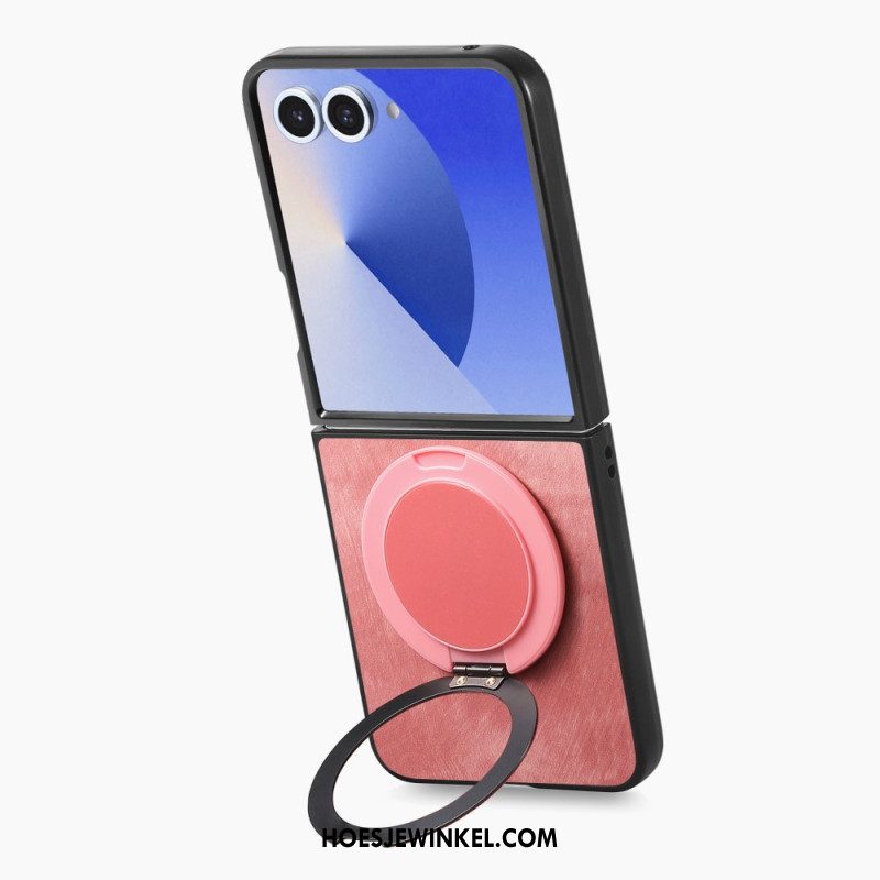 Hoesje Samsung Galaxy Z Flip 7 Leereffect Met Draaibare Standaard