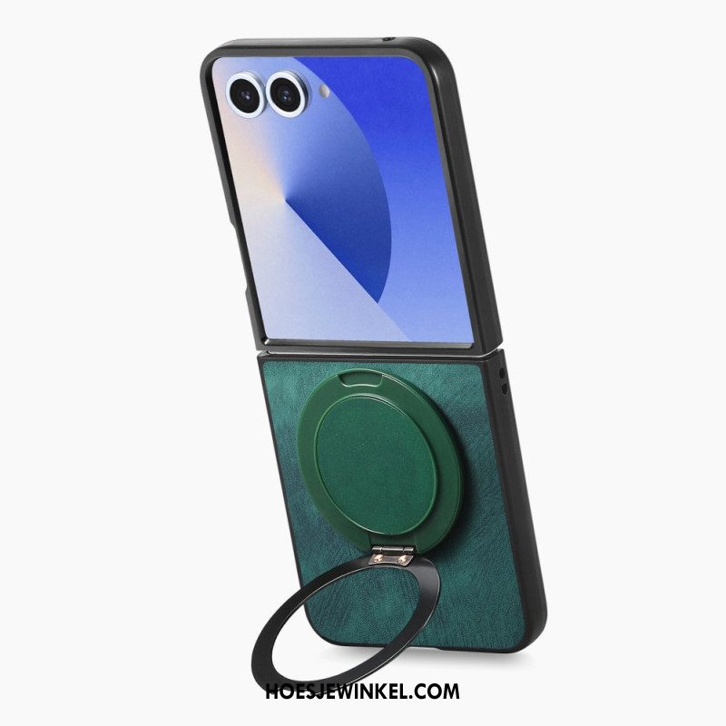 Hoesje Samsung Galaxy Z Flip 7 Leereffect Met Draaibare Standaard