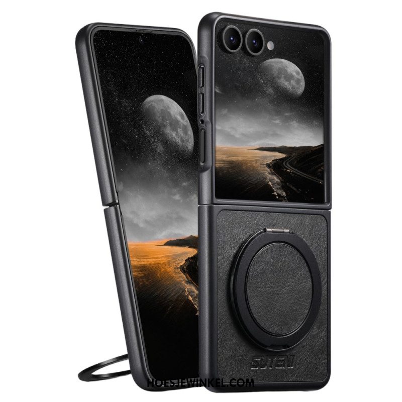 Hoesje Samsung Galaxy Z Flip 7 Magsafe-compatibel Lederlook Suteni Ringhouder Bescherming Hoesje