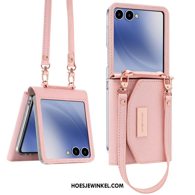 Hoesje Samsung Galaxy Z Flip 7 Portemonnee En Riem Bescherming Hoesje