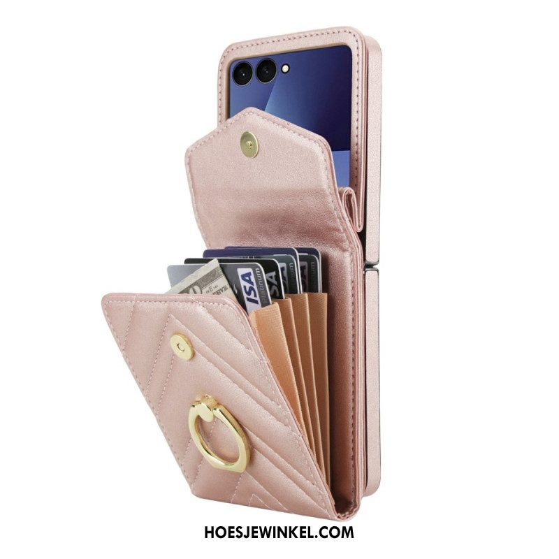 Hoesje Samsung Galaxy Z Flip 7 Rfid-blokkerende Kaarthouder En Riem