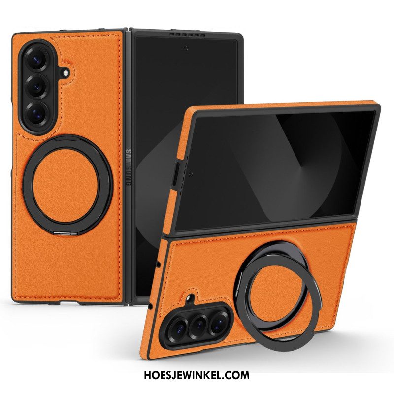 Hoesje Samsung Galaxy Z Fold 7 Magsafe-compatibel Lederlook Met Draaibare Ringhouder Bescherming Hoesje
