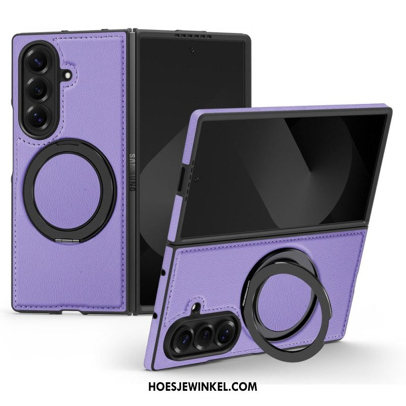 Hoesje Samsung Galaxy Z Fold 7 Magsafe-compatibel Lederlook Met Draaibare Ringhouder Bescherming Hoesje