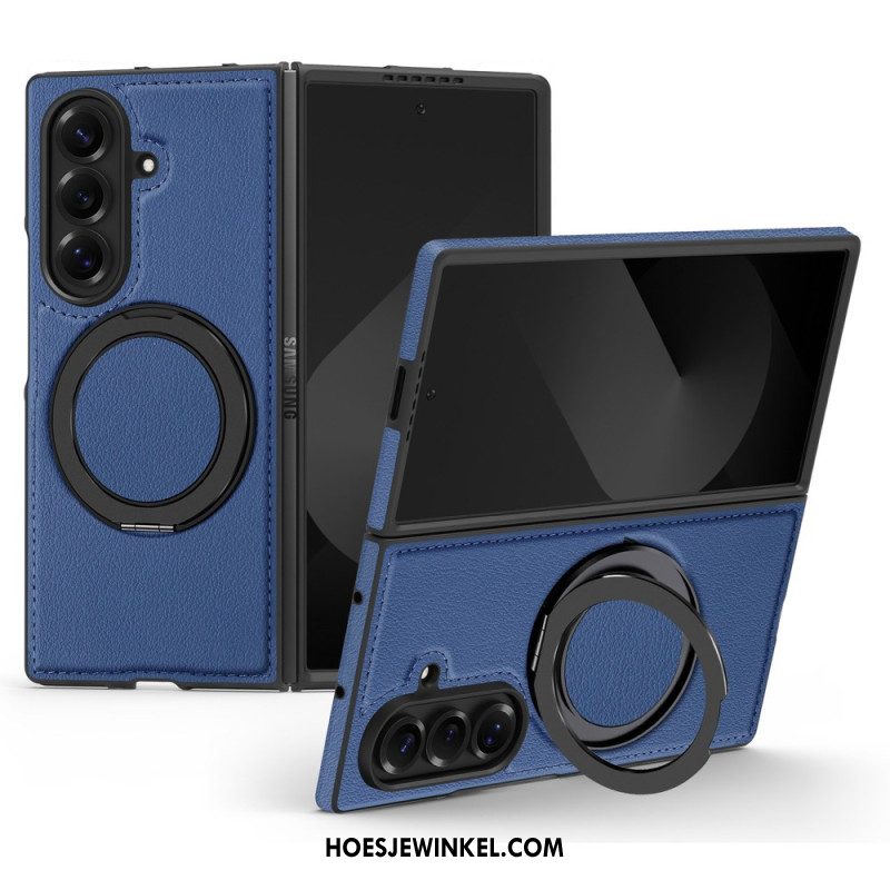 Hoesje Samsung Galaxy Z Fold 7 Magsafe-compatibel Lederlook Met Draaibare Ringhouder Bescherming Hoesje