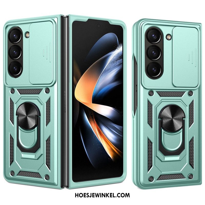 Hoesje Samsung Galaxy Z Fold 7 Ringhouder En Schuifbare Cameracover Bescherming Hoesje