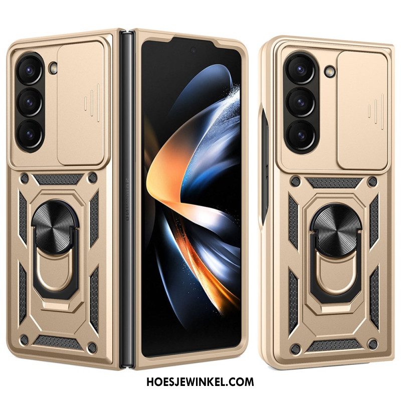 Hoesje Samsung Galaxy Z Fold 7 Ringhouder En Schuifbare Cameracover Bescherming Hoesje