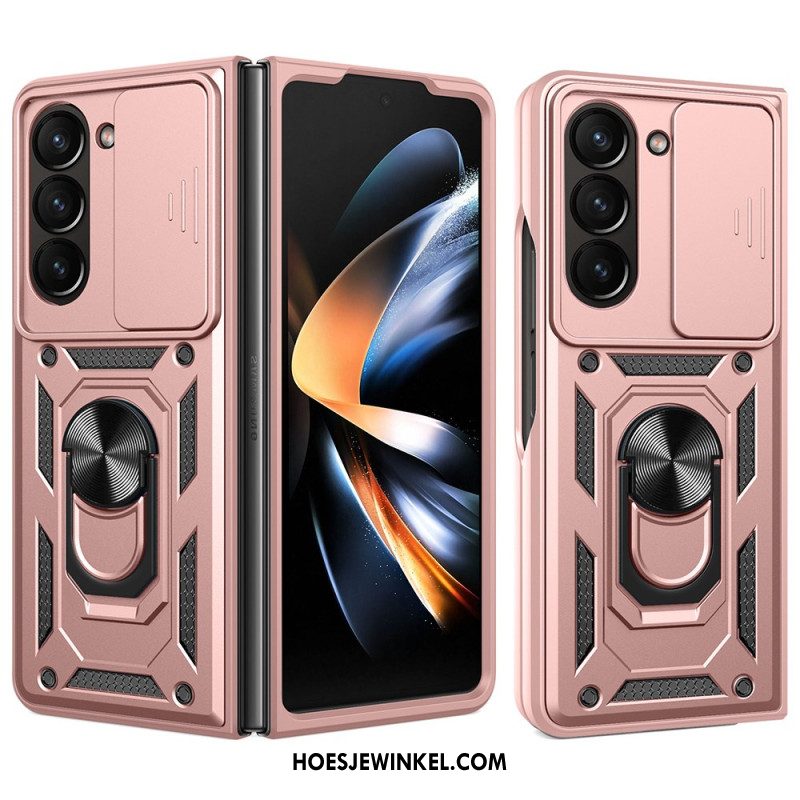 Hoesje Samsung Galaxy Z Fold 7 Ringhouder En Schuifbare Cameracover Bescherming Hoesje