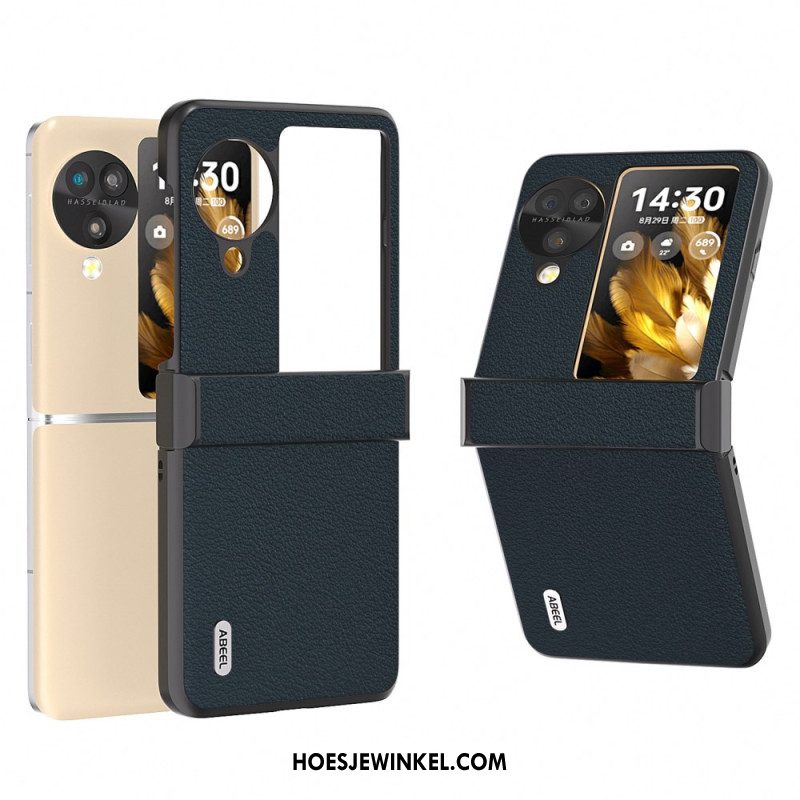 Hoesje Voor Oppo Find N3 Flip Getextureerd Leer Abeel