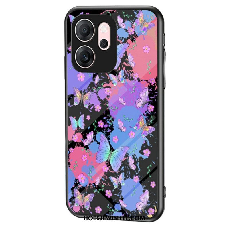 Hoesje Voor Oppo Reno 14f 5g Vlinder Gehard Glas