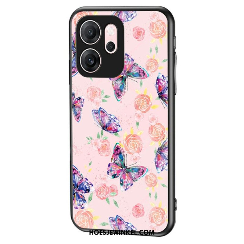 Hoesje Voor Oppo Reno 14f 5g Vlinder Gehard Glas