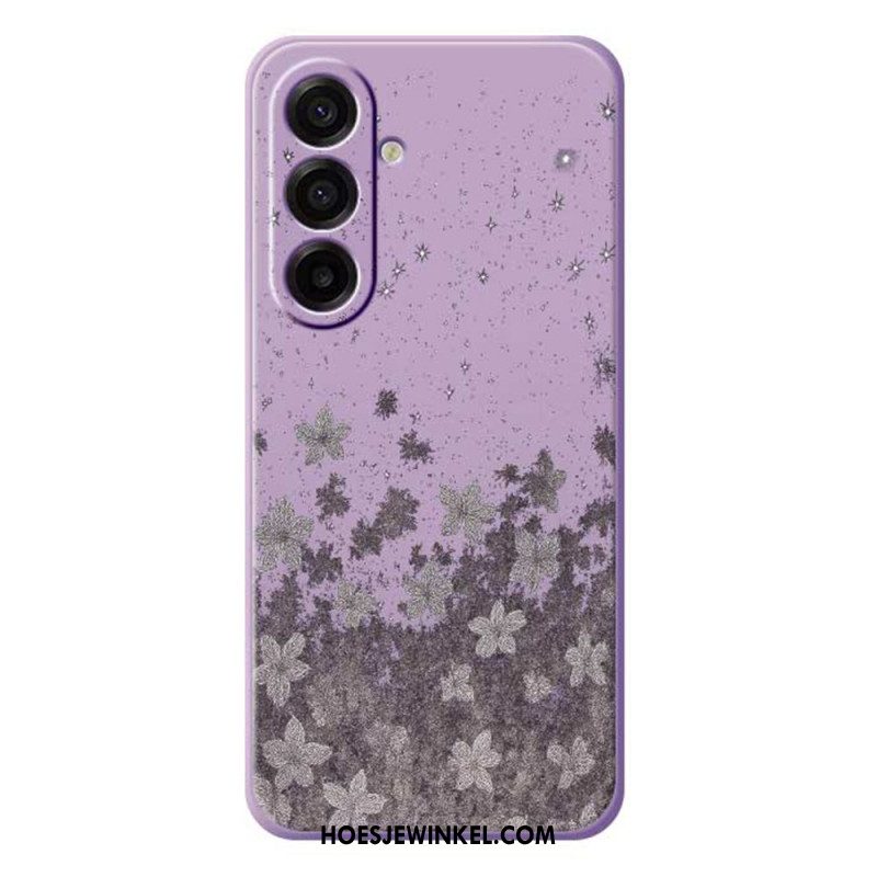 Hoesje Voor Samsung Galaxy A17 4g / 5g Grijze Bloemen