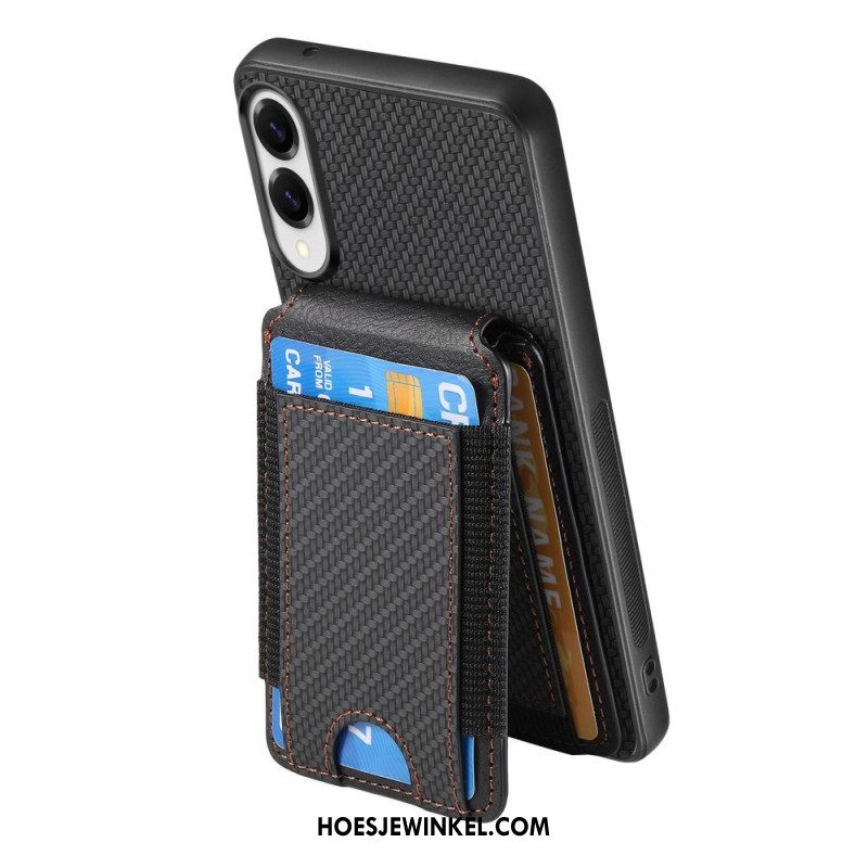 Hoesje Voor Samsung Galaxy S25 5g Edge Premium Koolstofvezel Kaarthouder En Standaard