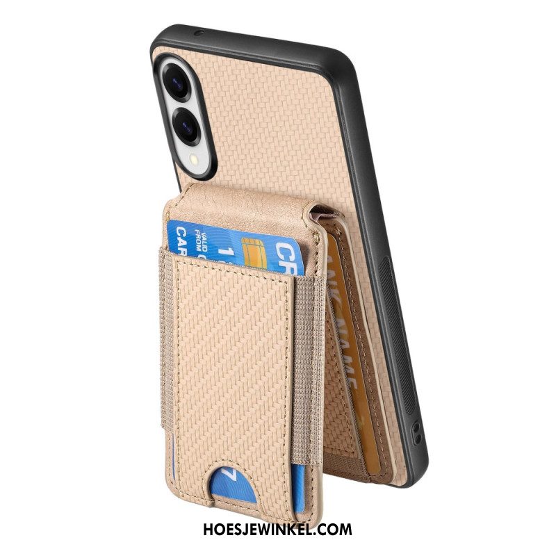 Hoesje Voor Samsung Galaxy S25 5g Edge Premium Koolstofvezel Kaarthouder En Standaard