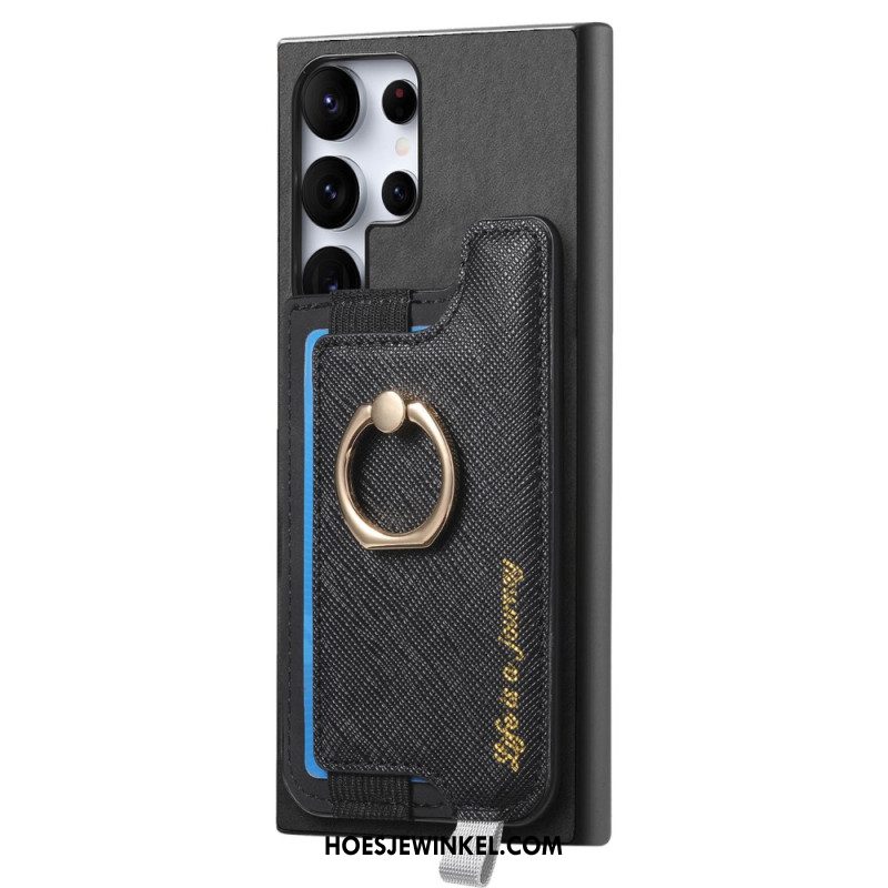 Hoesje Voor Samsung Galaxy S25 Ultra 5g Afneembare Kaarthouder In Suède-stijl