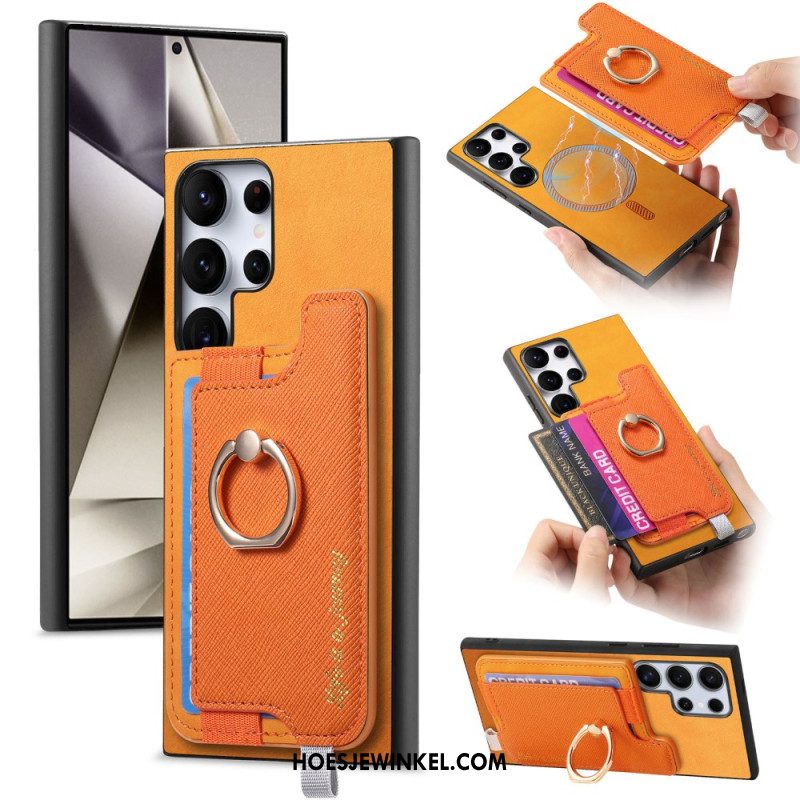 Hoesje Voor Samsung Galaxy S25 Ultra 5g Afneembare Kaarthouder In Suède-stijl