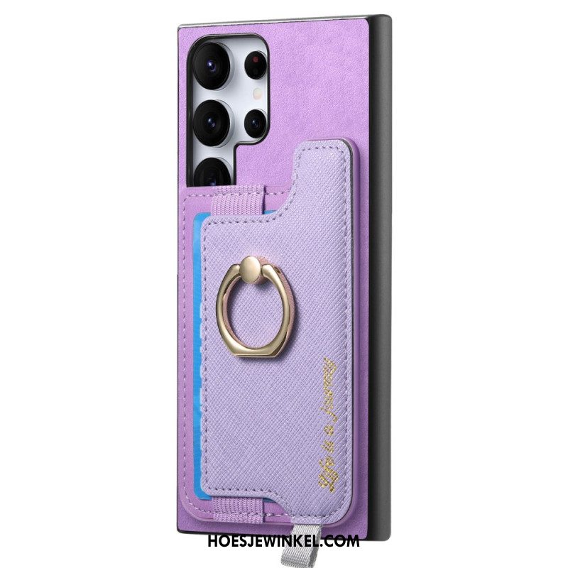 Hoesje Voor Samsung Galaxy S25 Ultra 5g Afneembare Kaarthouder In Suède-stijl