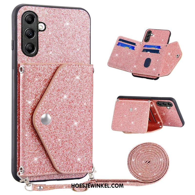 Hoesje Voor Samsung Galaxy S26 Glitter Kaarthouder En Schouderband