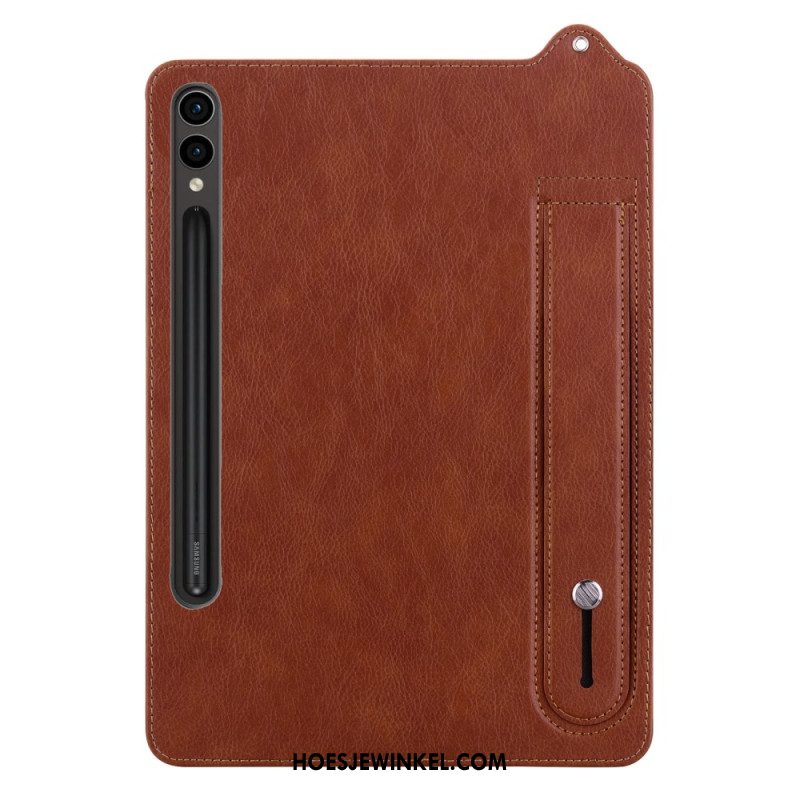 Hoesje Voor Samsung Galaxy Tab S10 Plus Stylushouder En Riem Met Leer-effect