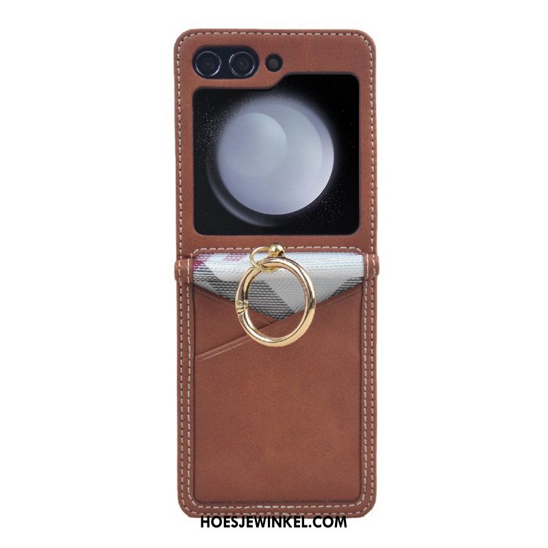 Hoesje Voor Samsung Galaxy Z Flip 7 Fe Kaarthouder En Metalen Ring