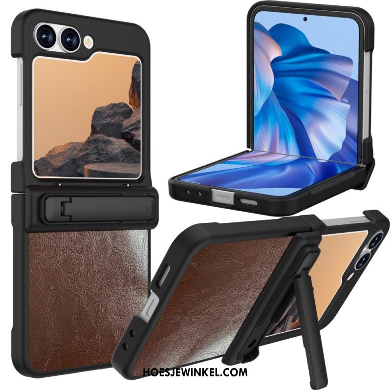 Hoesje Voor Samsung Galaxy Z Flip 7 Fe Standaard Met Vintage Lederlook