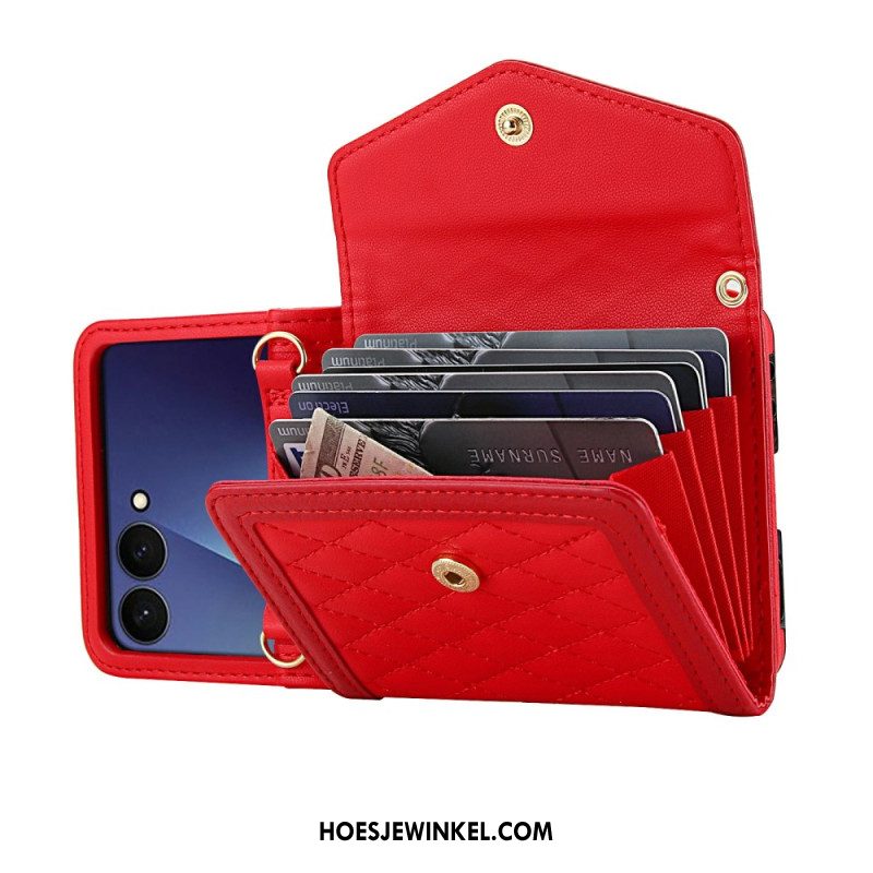 Hoesje Voor Samsung Galaxy Z Flip 7 Gevoerde Kaarthouder En Schouderband