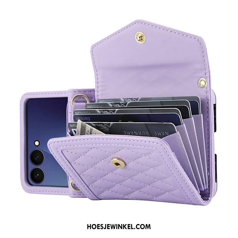 Hoesje Voor Samsung Galaxy Z Flip 7 Gevoerde Kaarthouder En Schouderband
