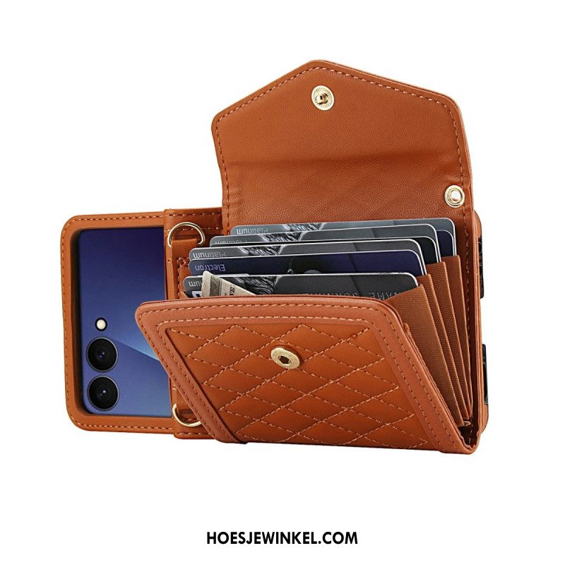 Hoesje Voor Samsung Galaxy Z Flip 7 Gevoerde Kaarthouder En Schouderband