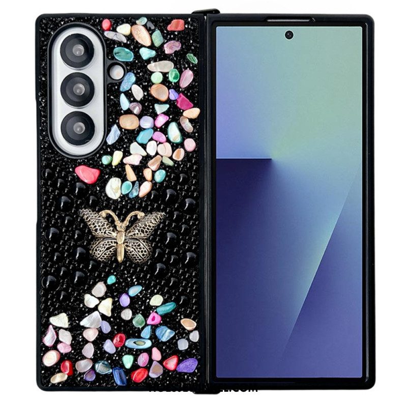 Hoesje Voor Samsung Galaxy Z Fold 7 Vlinder Met Strasssteentjes