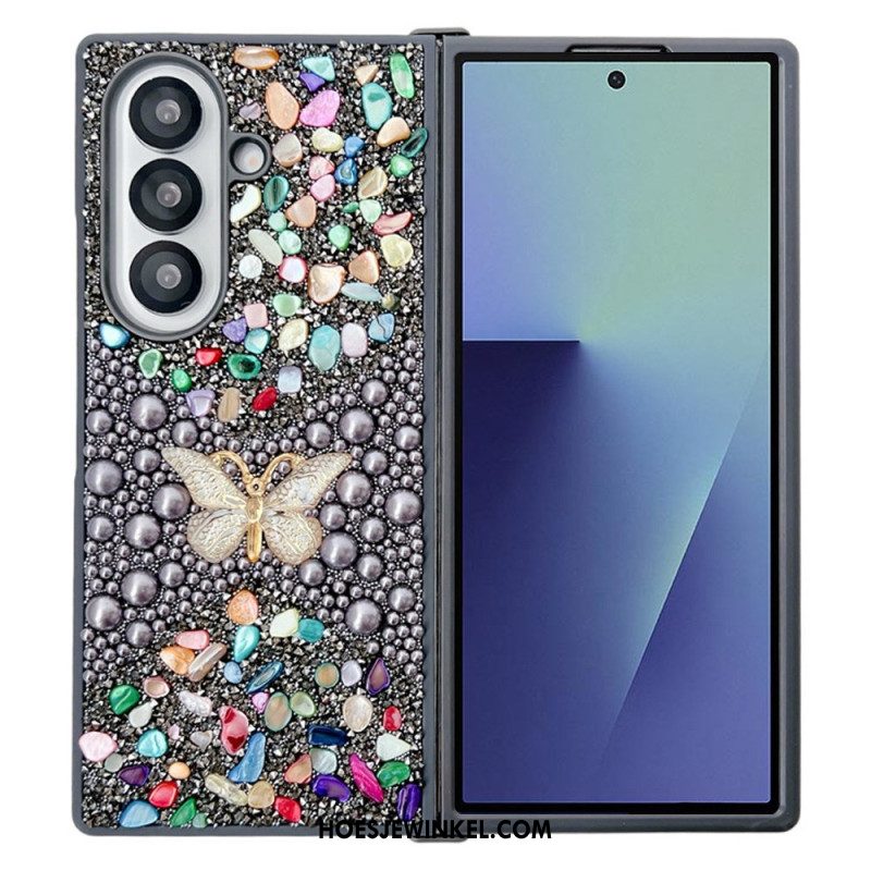 Hoesje Voor Samsung Galaxy Z Fold 7 Vlinder Met Strasssteentjes