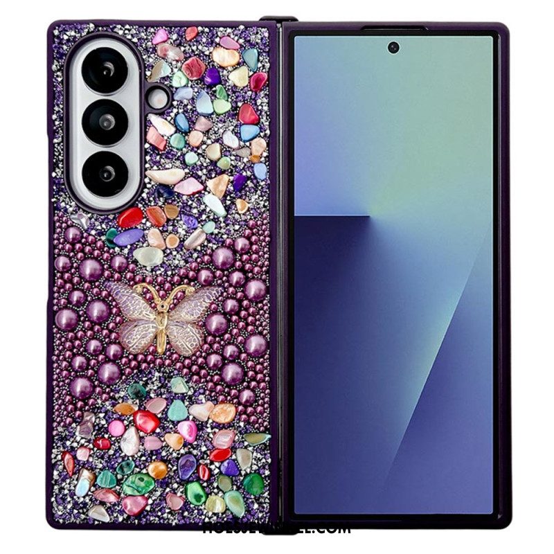Hoesje Voor Samsung Galaxy Z Fold 7 Vlinder Met Strasssteentjes