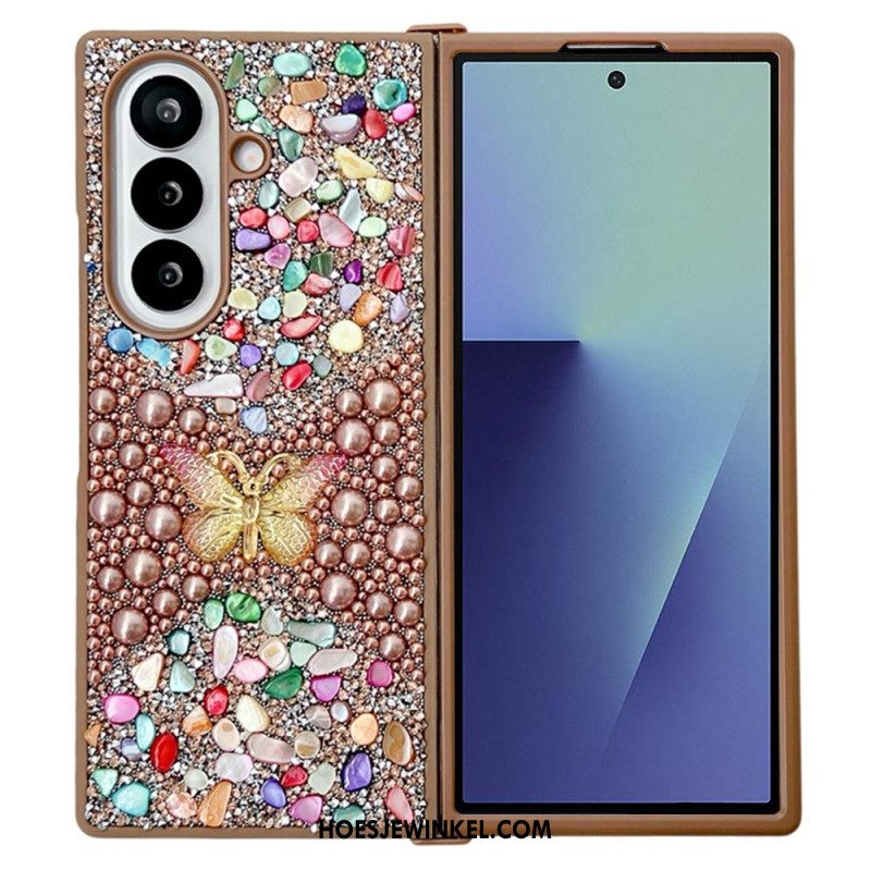 Hoesje Voor Samsung Galaxy Z Fold 7 Vlinder Met Strasssteentjes