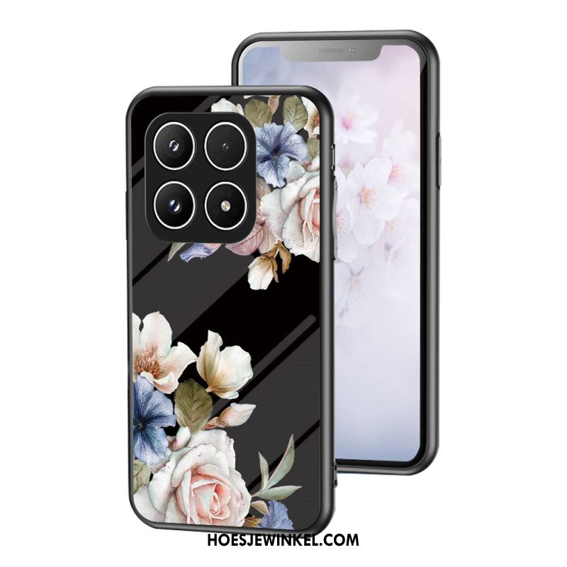 Hoesje Voor Xiaomi 17 Gehard Glas Met Bloemenpatroon