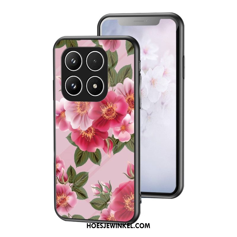 Hoesje Voor Xiaomi 17 Gehard Glas Met Bloemenpatroon