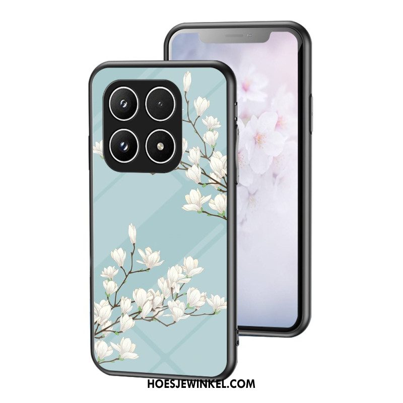 Hoesje Voor Xiaomi 17 Gehard Glas Met Bloemenpatroon