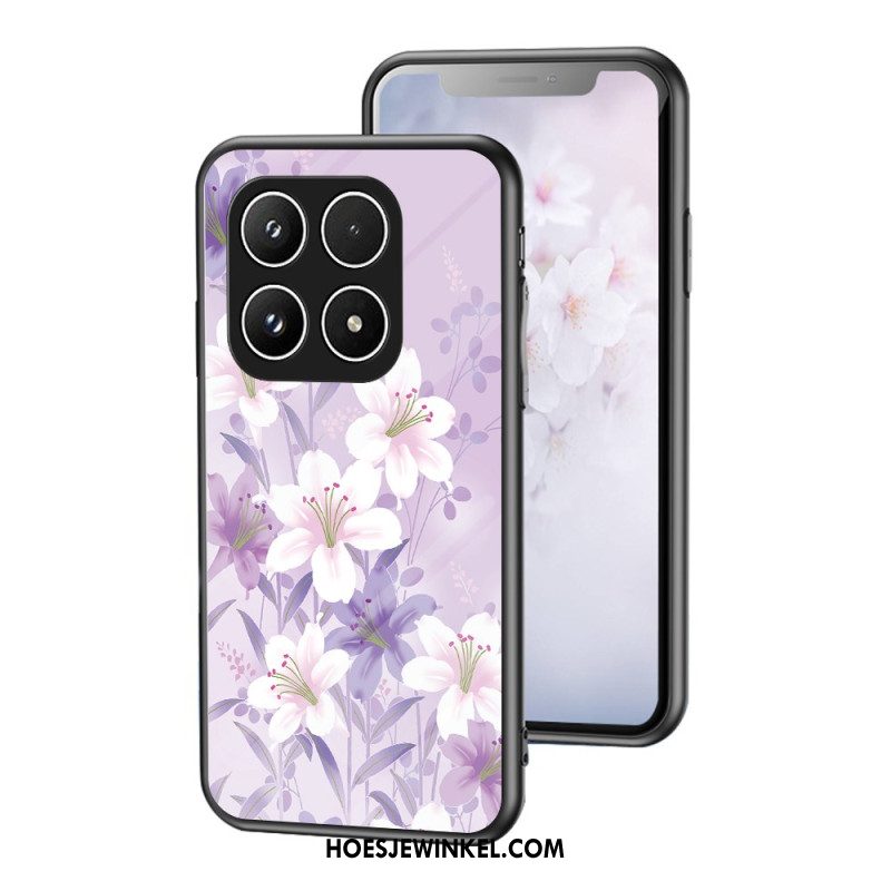 Hoesje Voor Xiaomi 17 Gehard Glas Met Bloemenpatroon