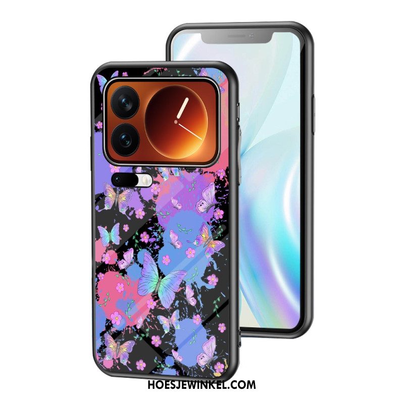 Hoesje Voor Xiaomi 17 Pro Max Vlinderpatroon Van Gehard Glas