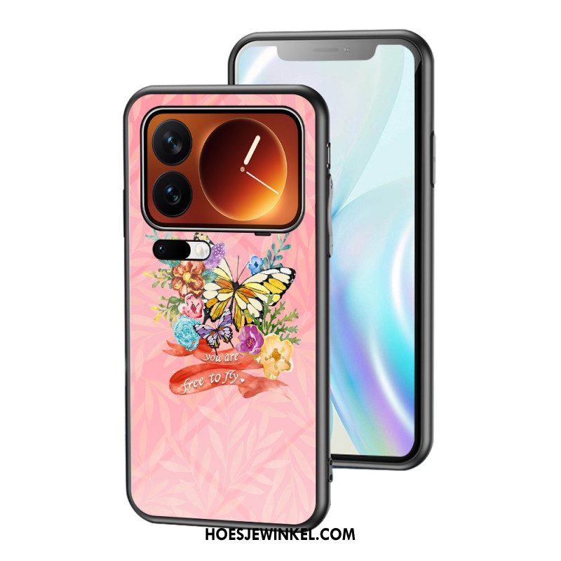 Hoesje Voor Xiaomi 17 Pro Max Vlinderpatroon Van Gehard Glas