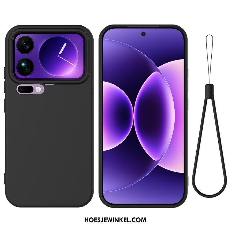 Hoesje Voor Xiaomi 17 Pro Max Vloeibare Siliconen Met Koord