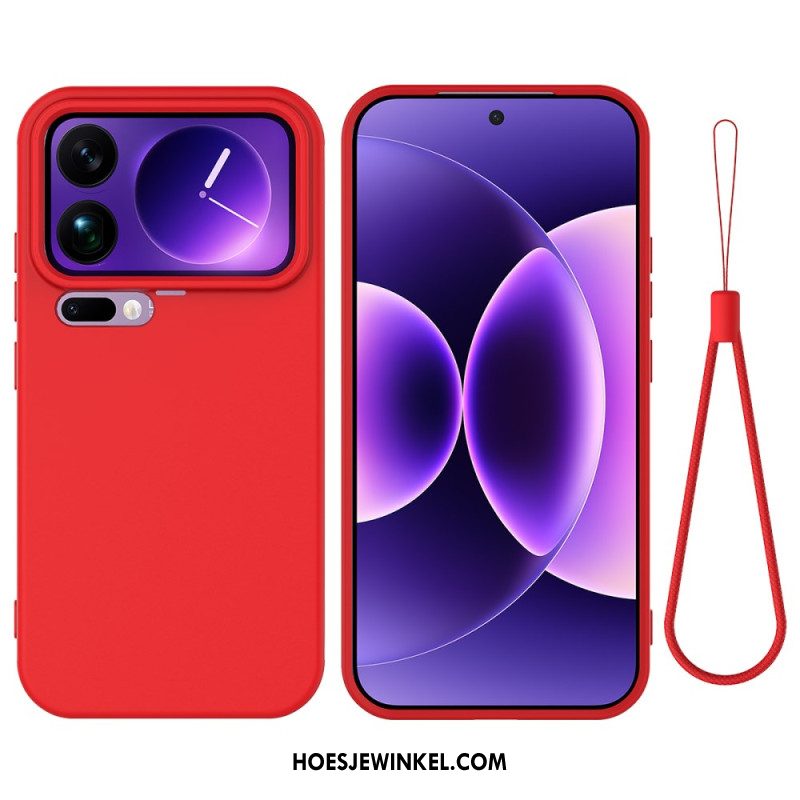 Hoesje Voor Xiaomi 17 Pro Max Vloeibare Siliconen Met Koord