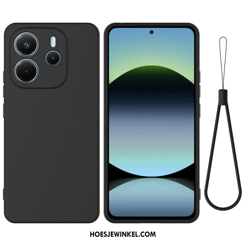 Hoesje Voor Xiaomi Redmi Note 14 4g Vloeibare Siliconen Met Bandje