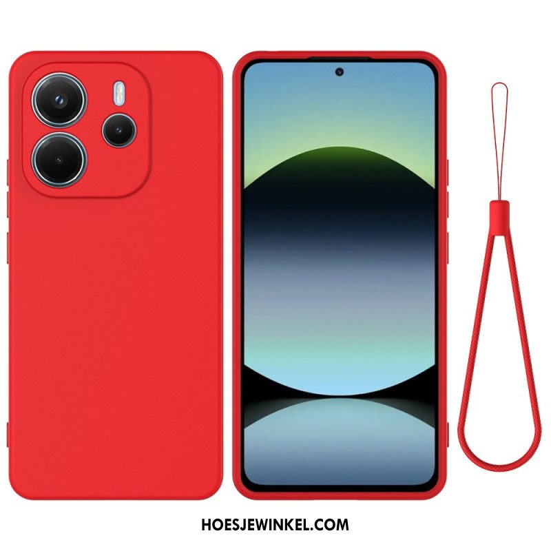 Hoesje Voor Xiaomi Redmi Note 14 4g Vloeibare Siliconen Met Bandje