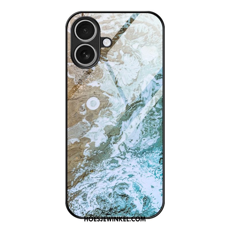 Hoesje Voor iPhone 17 Gehard Glas Met Marmerpatroon