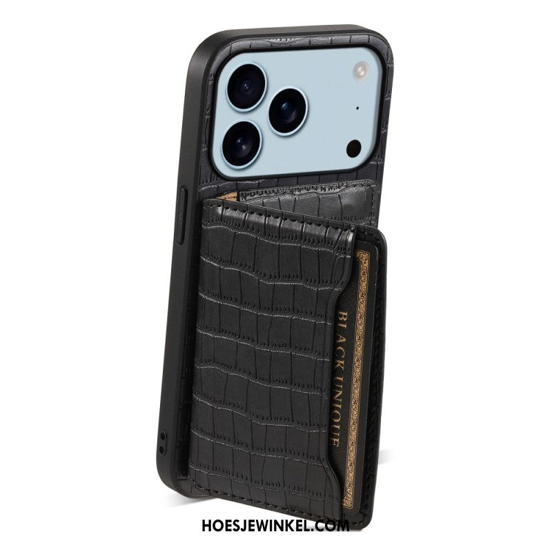 Hoesje Voor iPhone 17 Pro Kaarthouder Met Krokodillenprint