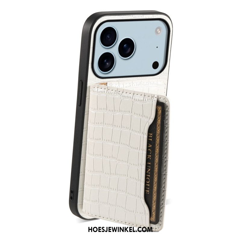 Hoesje Voor iPhone 17 Pro Kaarthouder Met Krokodillenprint