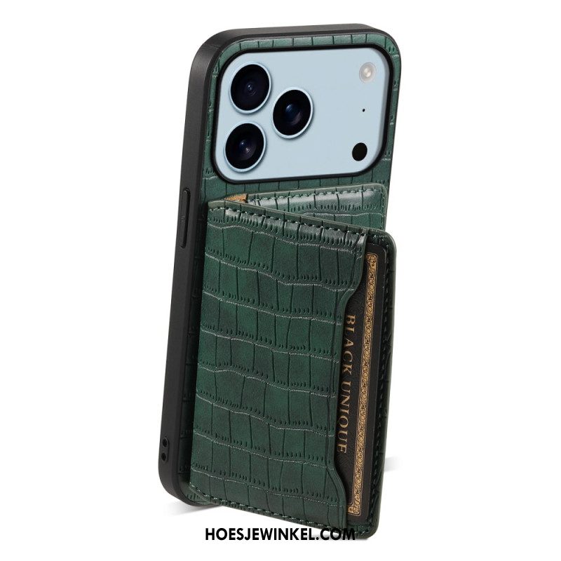 Hoesje Voor iPhone 17 Pro Kaarthouder Met Krokodillenprint