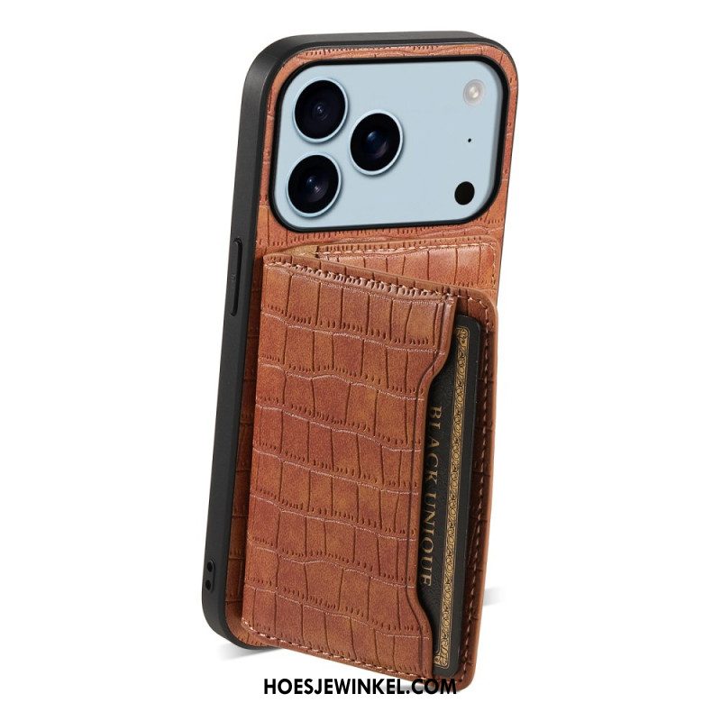 Hoesje Voor iPhone 17 Pro Kaarthouder Met Krokodillenprint
