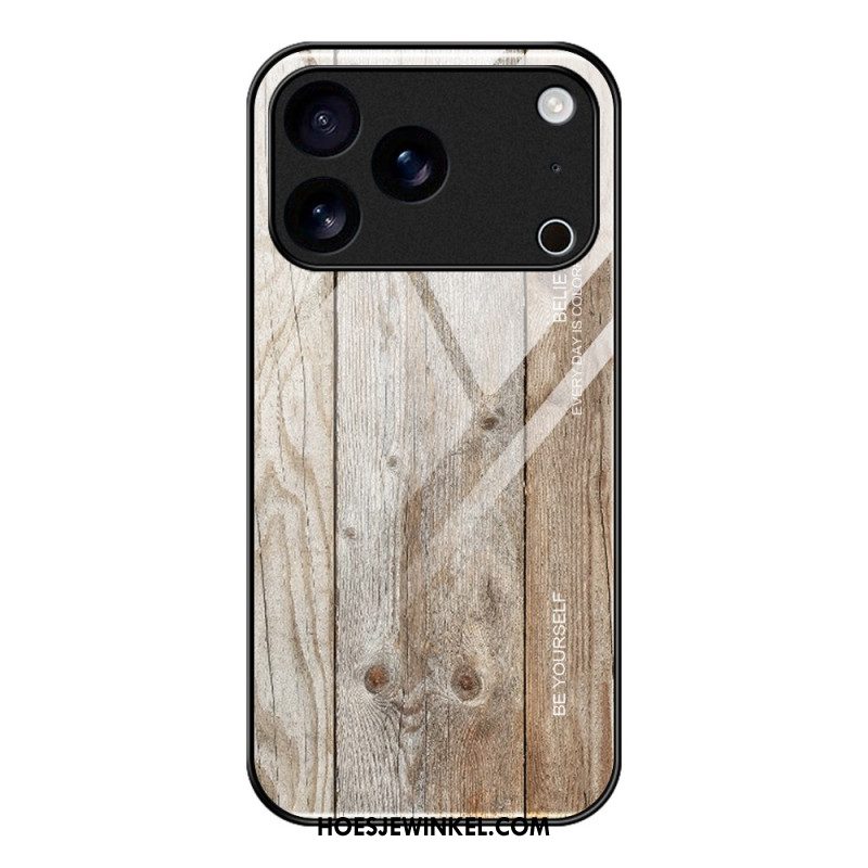 Hoesje Voor iPhone 17 Pro Max Gehard Glas Met Houteffect