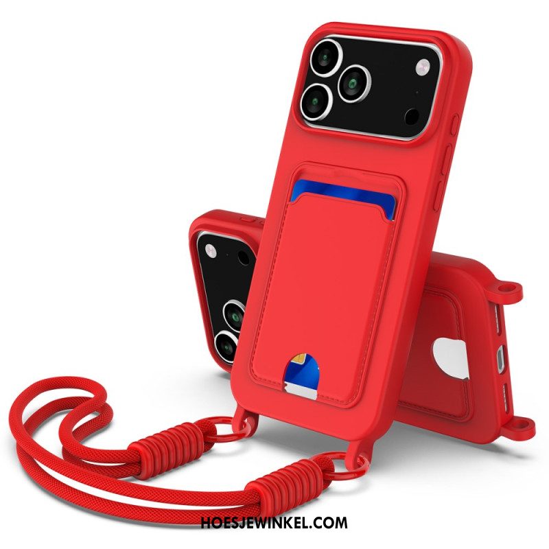 Hoesje Voor iPhone 17 Pro Max Kaarthouder Met Koord Houder