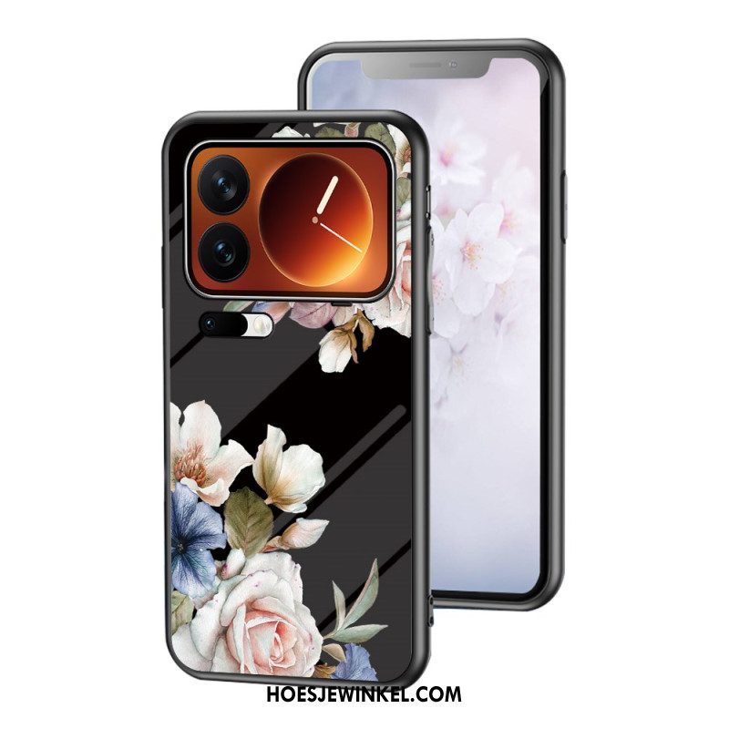 Hoesje Xiaomi 17 Pro Max Gehard Glas Met Bloemenpatroon Bescherming Hoesje